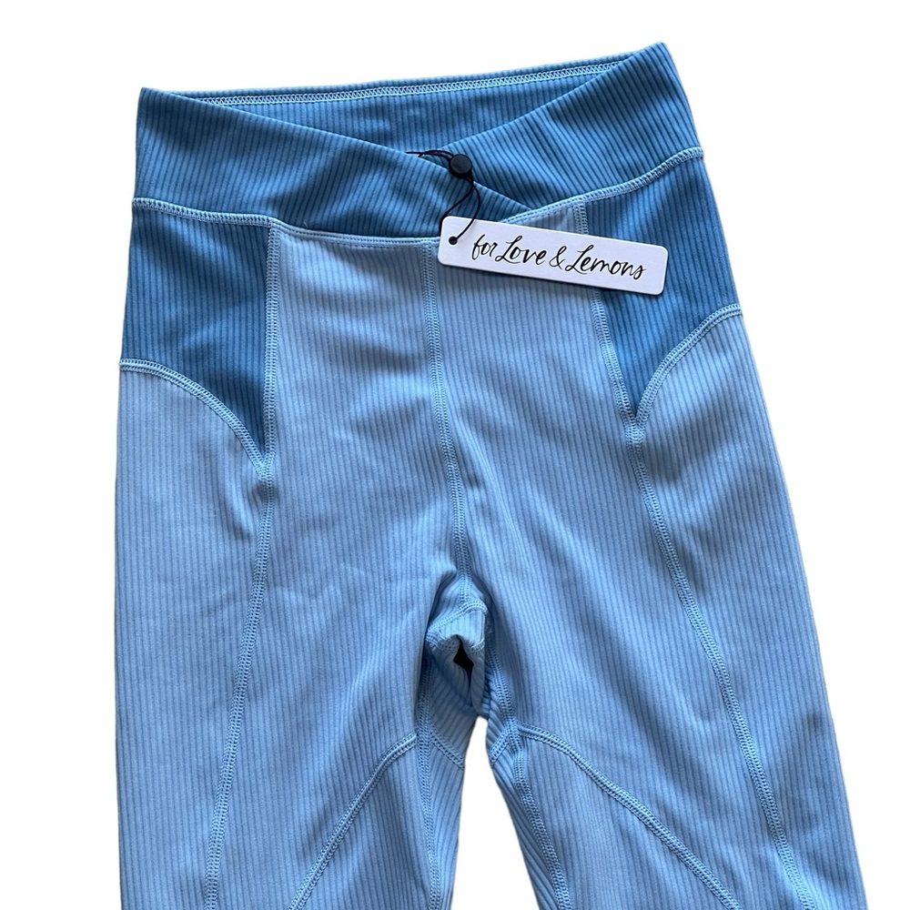 For Love & Lemons Ella Blue Ribbed Leggings Yoga Pants Women’s Size XS | NWT